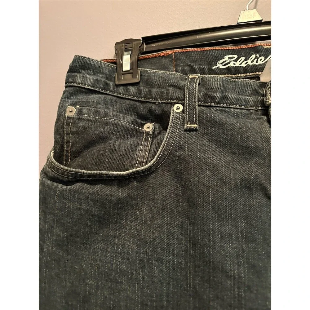Eddie Bauer Jeans Mens 34x34 Dark Blue Lined Straight Leg 5-Pocket Denim